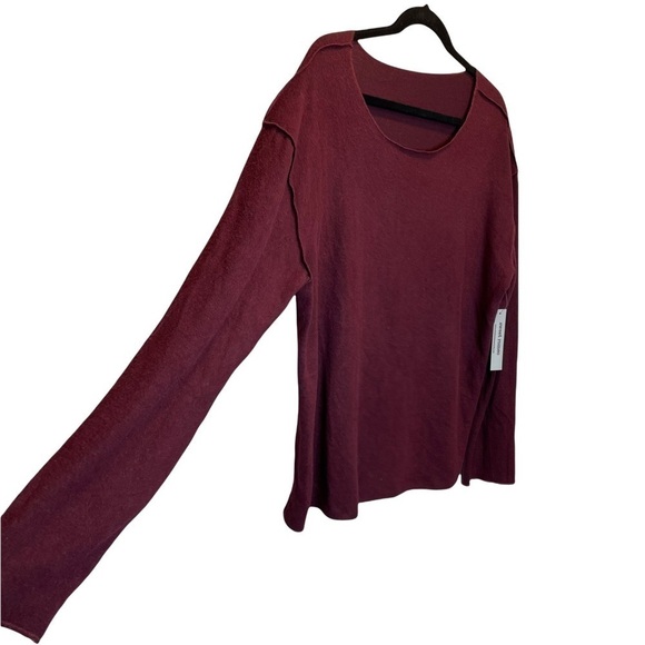 Sweet Romeo Exposed Seam Brushed Hacci Knit Sweater Wine Large NWT New - Picture 2 of 5